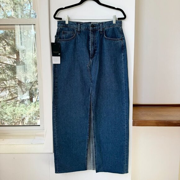 NWT Rag & Bone Avery Maxi Skirt Jean Japan Kaihara Denim Ari Blue Dark Wash 27 - Picture 5 of 14